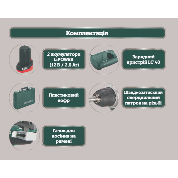 Акумуляторний дриль-шуруповерт PowerMaxx BS Basic + 2 АКБ,зарядний пристрій і пластиковий кофр (600080500)