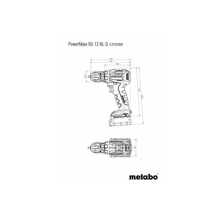 Акумуляторний дриль-шуруповерт PowerMaxx BS 12 BL Q + MetaBOX (без АКБ і без зарядного пристрою) (601039840)