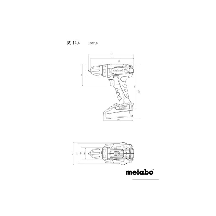 Акумуляторний дриль-шуруповерт BS 14.4 + 2 АКБ,зарядний пристрій і MetaBOX (602206550)