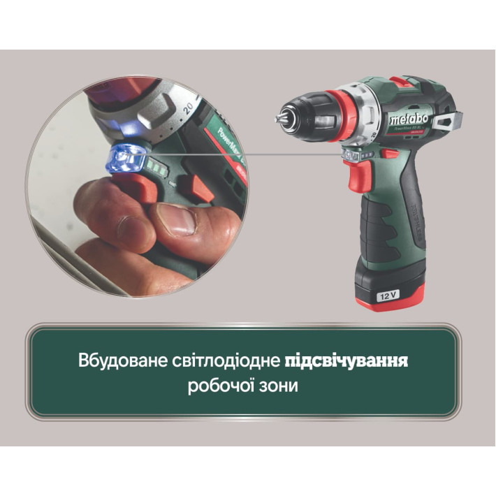 Акумуляторний дриль-шуруповерт PowerMaxx BS BL Q + 2 АКБ,зарядний пристрій і пластиковий кофр (601749500)