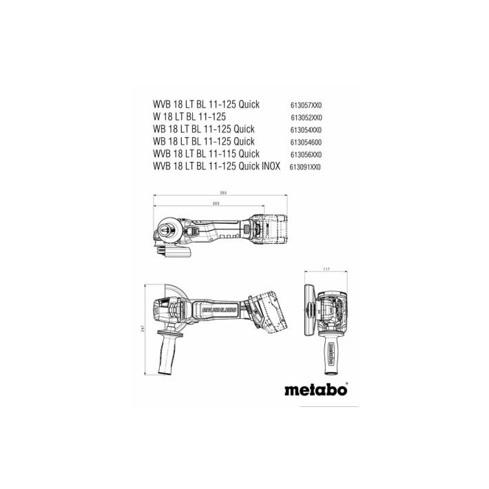 Акумуляторна кутова шліфувальна машина WVB 18 LT BL 11-125 Quick (без АКБ,без зарядного пристрою) (613057850)