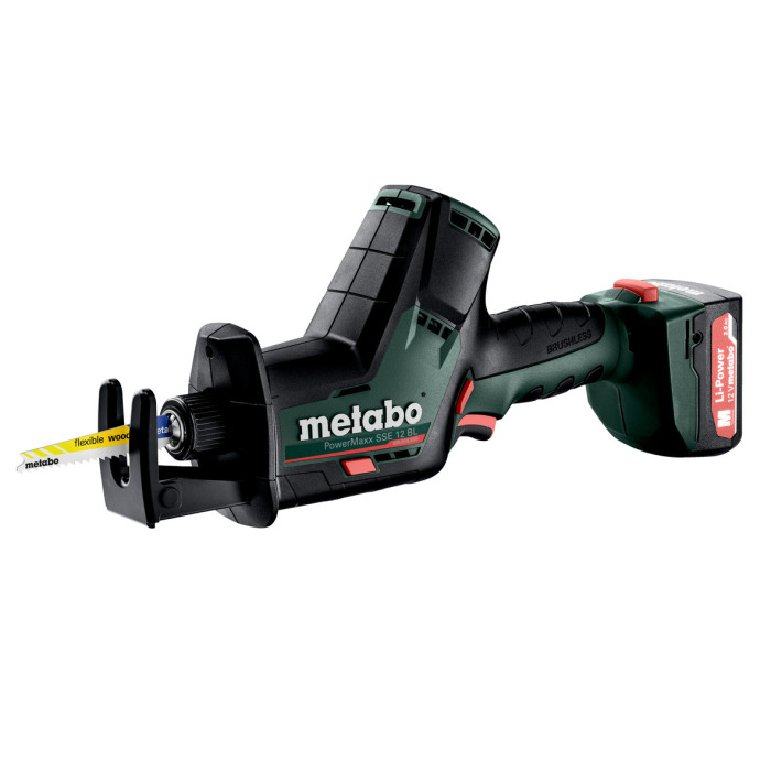 Акумуляторна шабельна пила PowerMaxx SSE 12 BL + 2 АКБ,зарядний пристрій і MetaBOX (602322500)