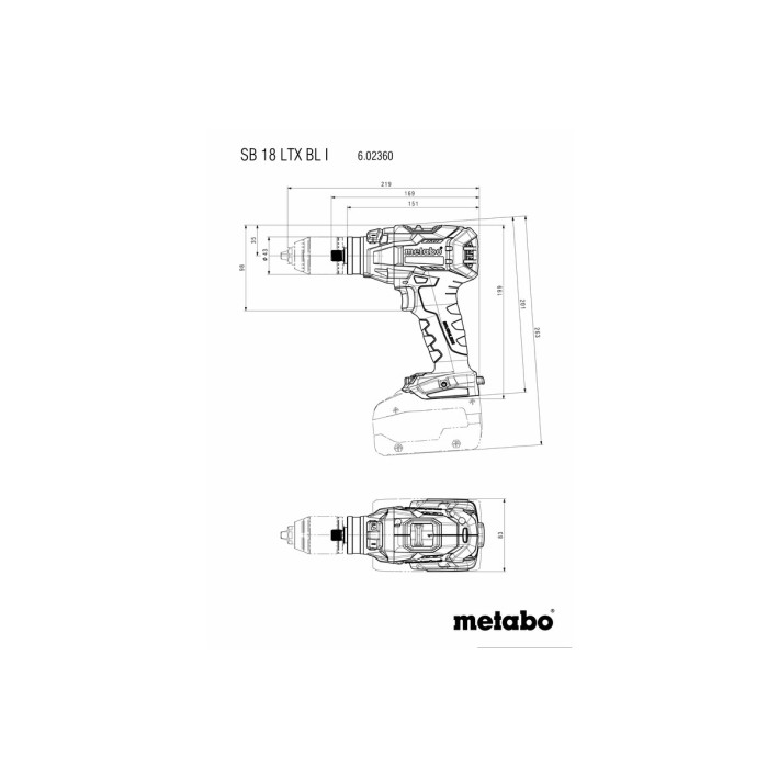 Акумуляторний ударний дриль SB 18 LTX BL I + 2 АКБ,зарядний пристрій і MetaBOX (602360500)