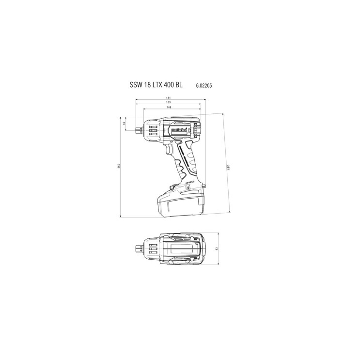 Акумуляторний ударний гайковерт SSW 18 LTX 400 BL (602205500)