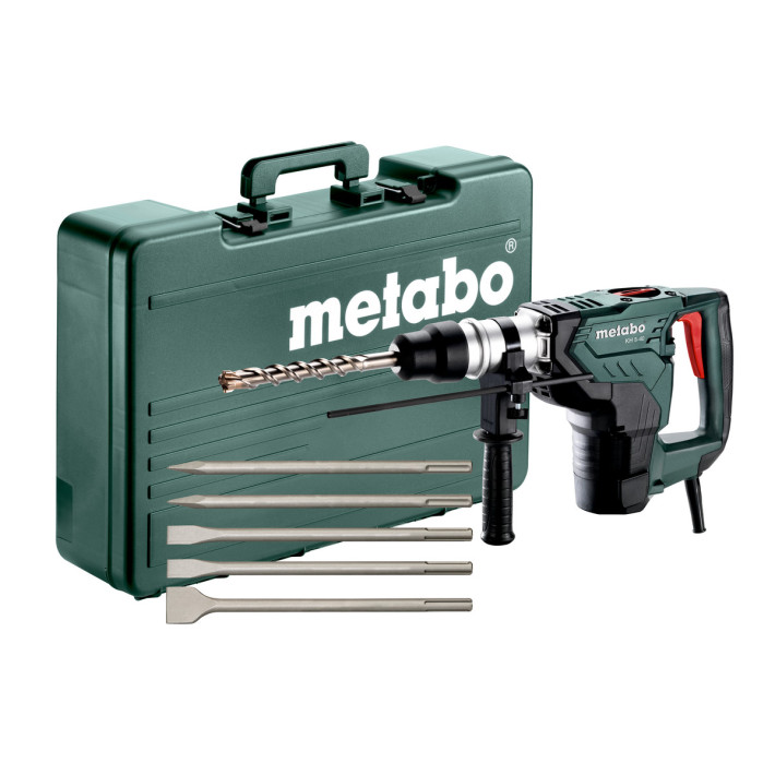 Комбінований перфоратор KH 5-40 Set (2 режими) з автоматичною муфтою Metabo S-automatіc + пластиковий кофр з набором зубил SDS-MAX (5 ШТ.) (691057000)