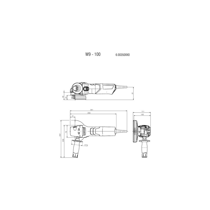 Кутова шліфувальна машина (Болгарка) W 9-100 (картонна коробка) (600350010)