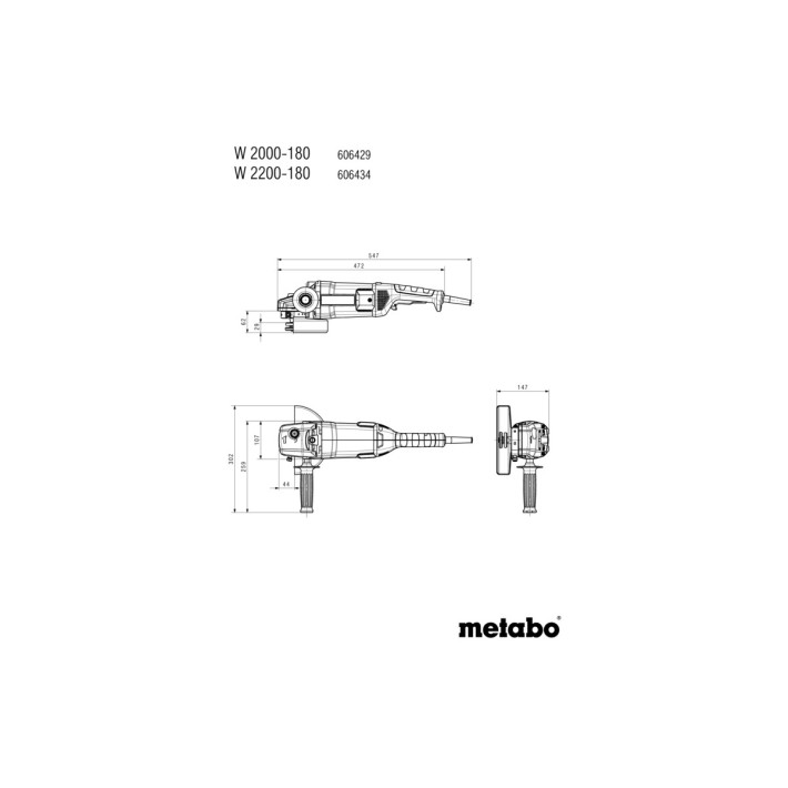 Кутова шліфувальна машина (Болгарка) W 2200-180 (картонна коробка) (606434010)