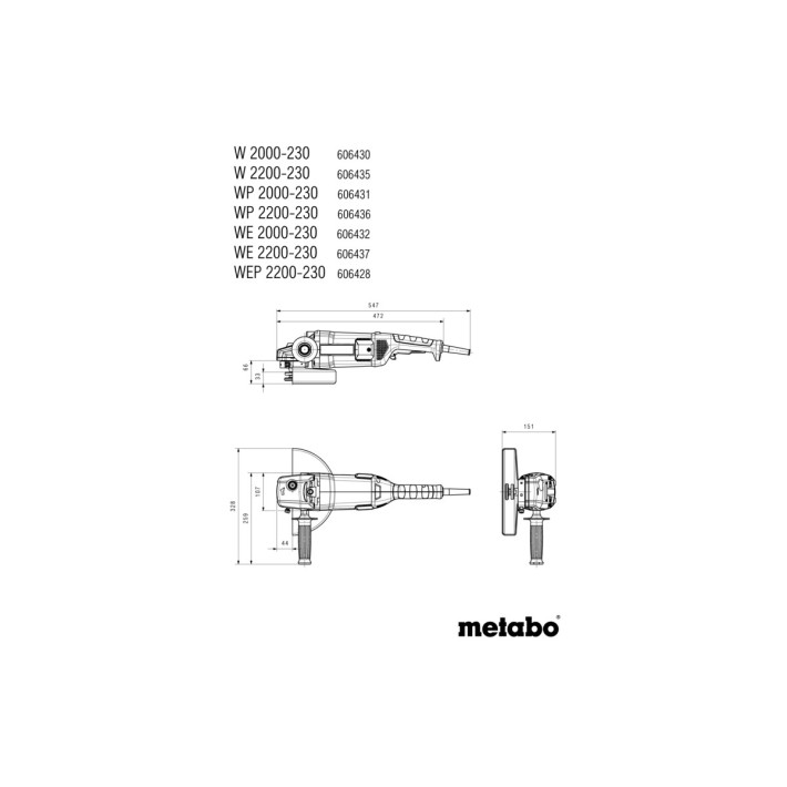 Кутова шліфувальна машина (Болгарка) WP 2200-230 (картонна коробка) з кнопкою безпеки (606436000)