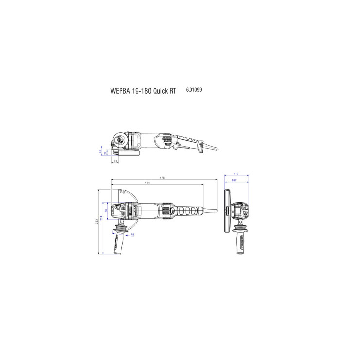 Кутова шліфувальна машина (Болгарка) WEPBA 19-180 Quick RT (картонна коробка) (601099000)