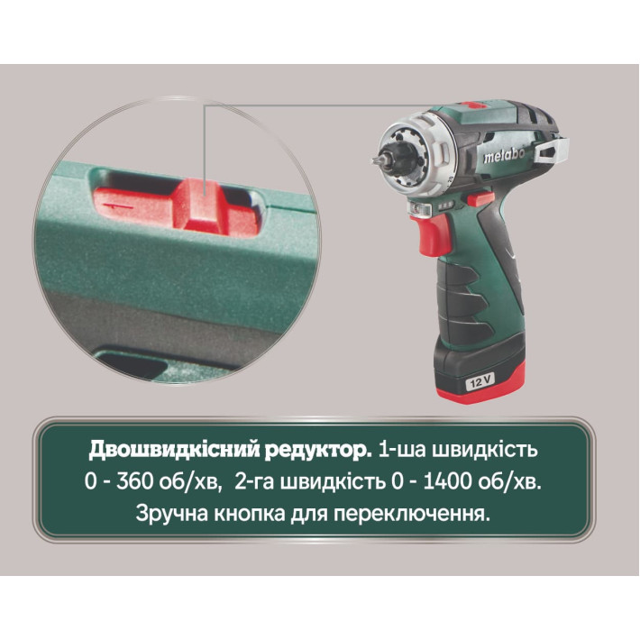 Акумуляторний дриль-шуруповерт PowerMaxx BS Basic Set 12V 2x2Ah LiPOWER; Зарядний пристрій LC 40; Пластиковий кофр; з пересувною майстернею із 41 компонентом (600080710)