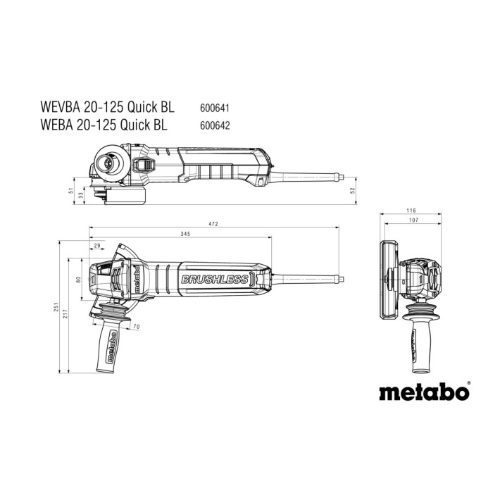 Кутова шліфувальна машина Картонна коробка WEBA 20-125 Quick BL (600642000)