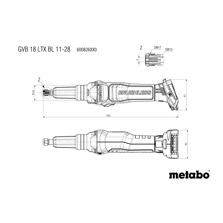 Акумуляторна прямошліфувальна машина 18V; Картонна коробка GVB 18 LTX BL 11-28 (600826850)