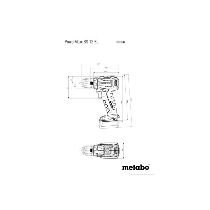 Акумуляторний дриль-шуруповерт 12V 2x2Ah LiPOWER; Зарядний пристрій SC 36; metaBOX 118 PowerMaxx BS 12 BL (601044500)