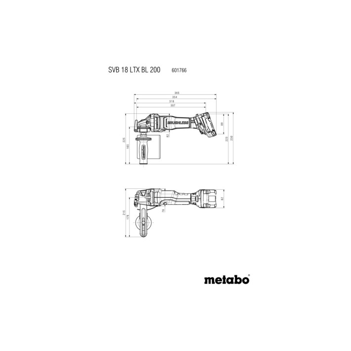 Акумуляторна щіткова шліфувальна машина 18V; metaBOX 340 SVB 18 LTX BL 200 (601766840)