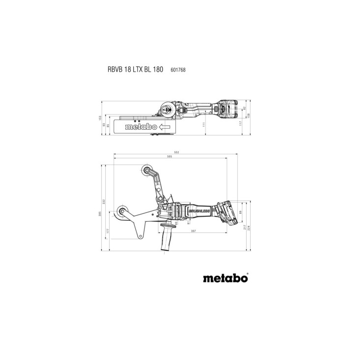 Аккумуляторная ленточная шлифмашина для труб 18V; metaBOX 185 XL RBVB 18 LTX BL 180 (601768840)
