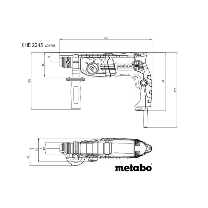 Комбінований перфоратор KHE 2245 + додаткова рукоятка і пластиковий кофр (601708500)